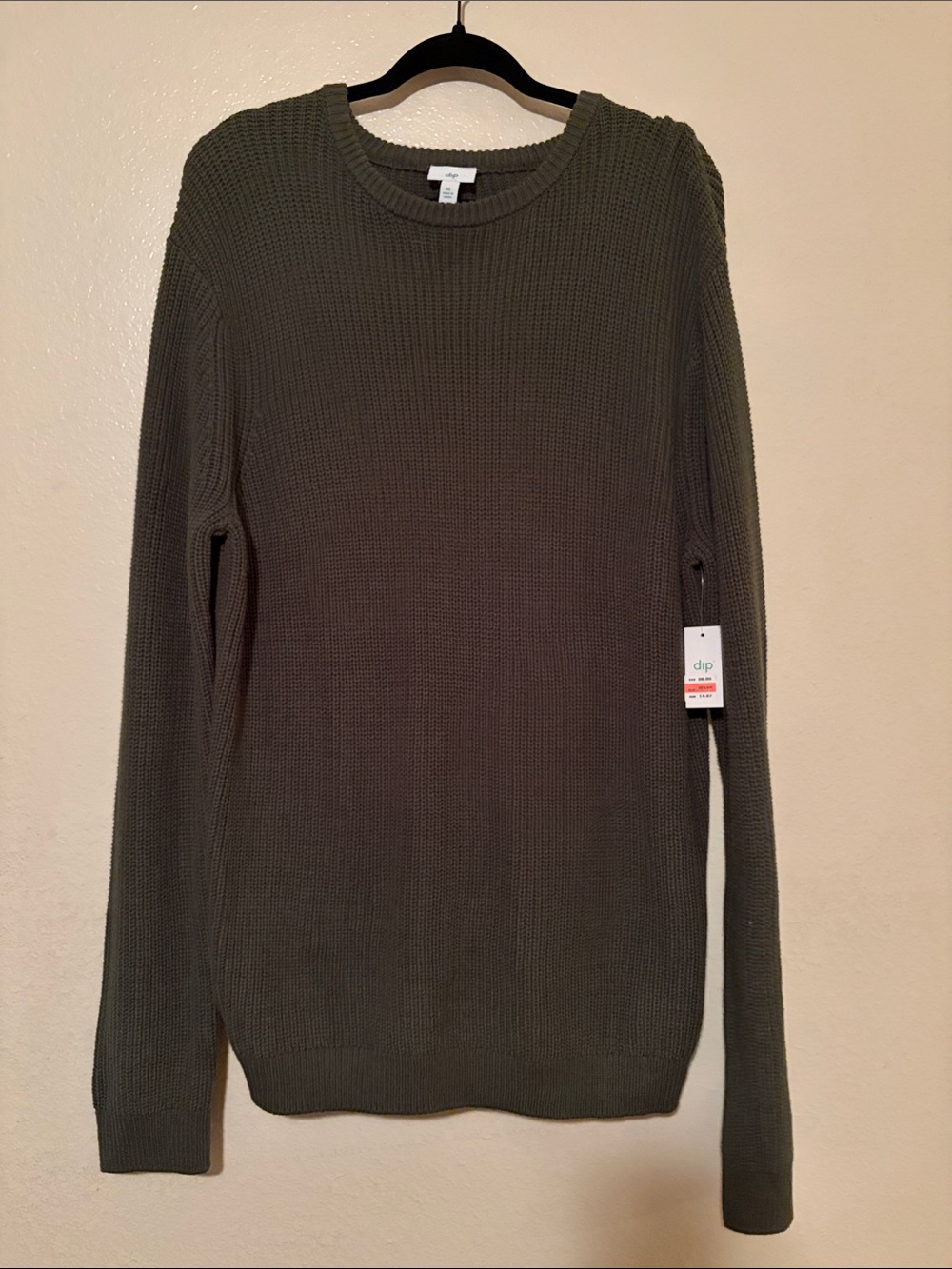 dip Men's Olive Crewneck Knit Sweater